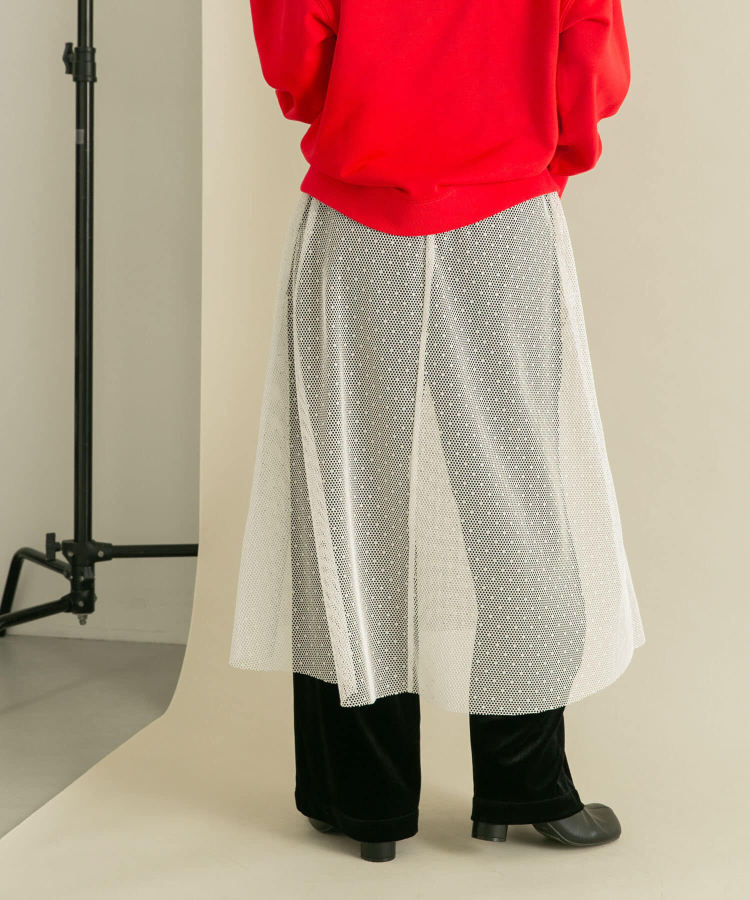  「メッシュラインレイヤードスカート」|スカート|