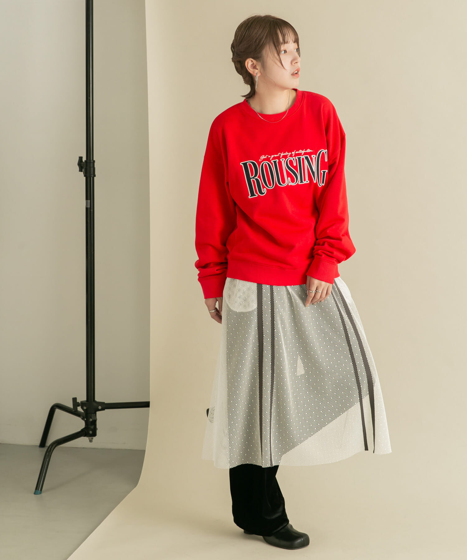  「メッシュラインレイヤードスカート」|スカート|