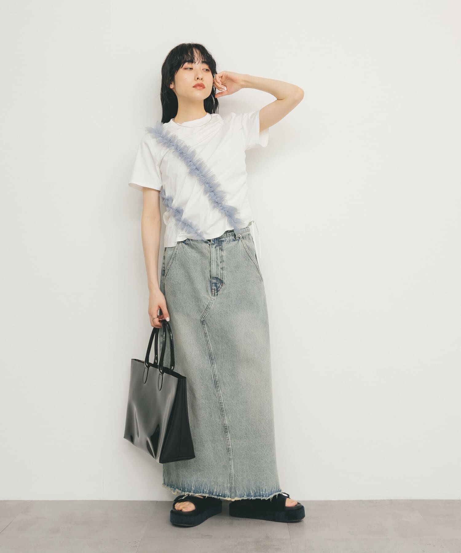  「シャーリングフリルTEE」|Tシャツ・カットソー|