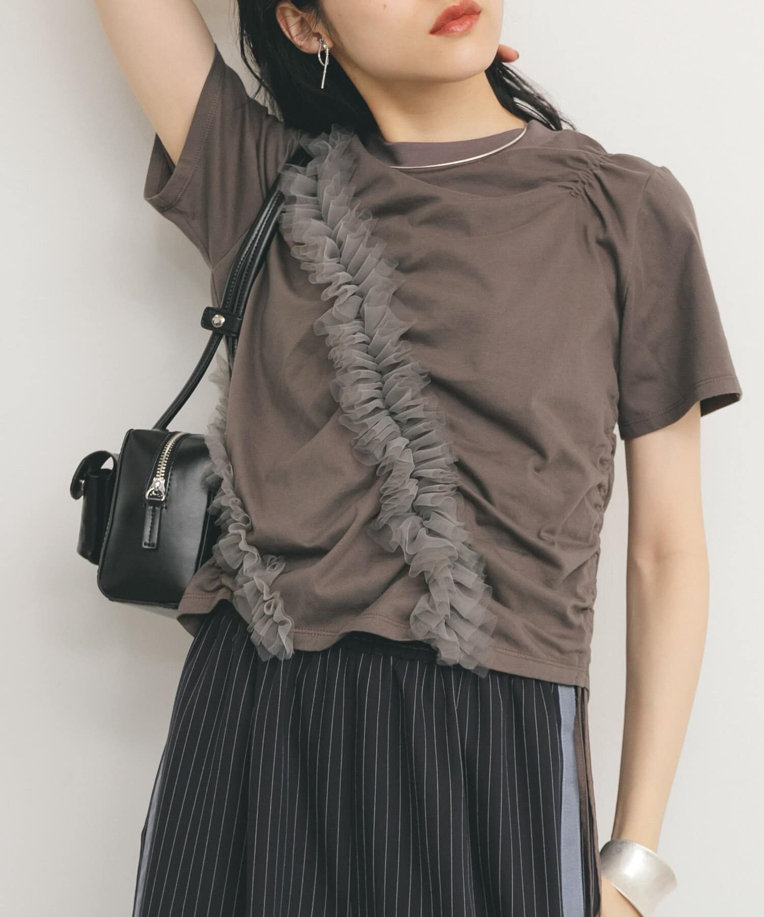  「シャーリングフリルTEE」|Tシャツ・カットソー|