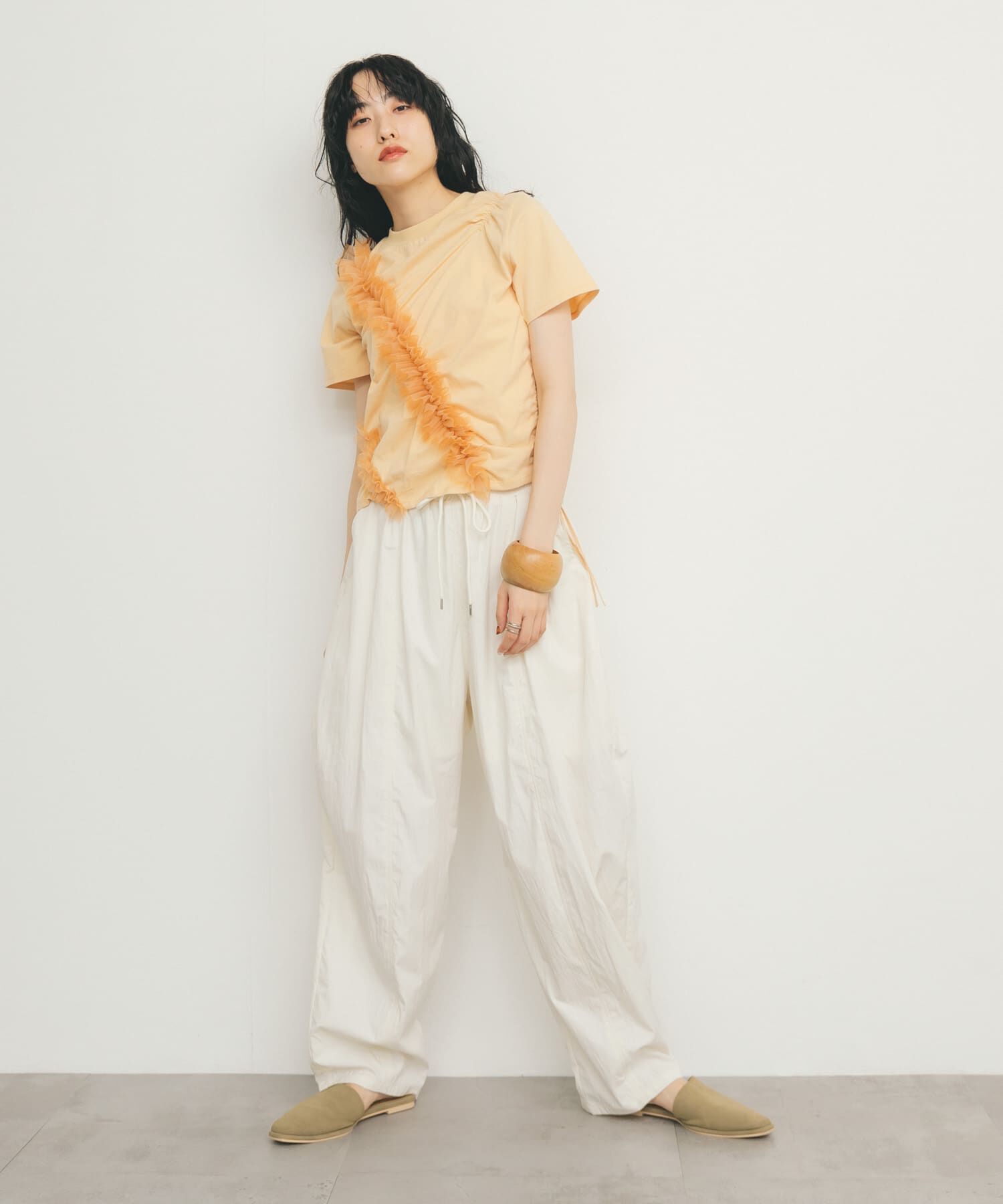  「シャーリングフリルTEE」|Tシャツ・カットソー|