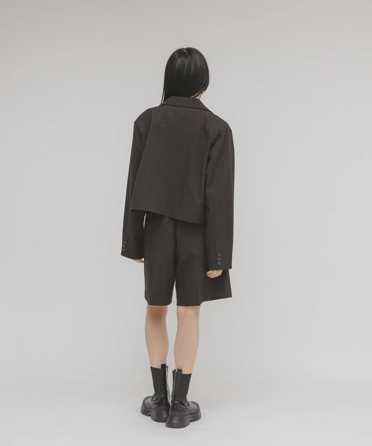  「コンパクトBOXジャケット」|ノーカラーコート|