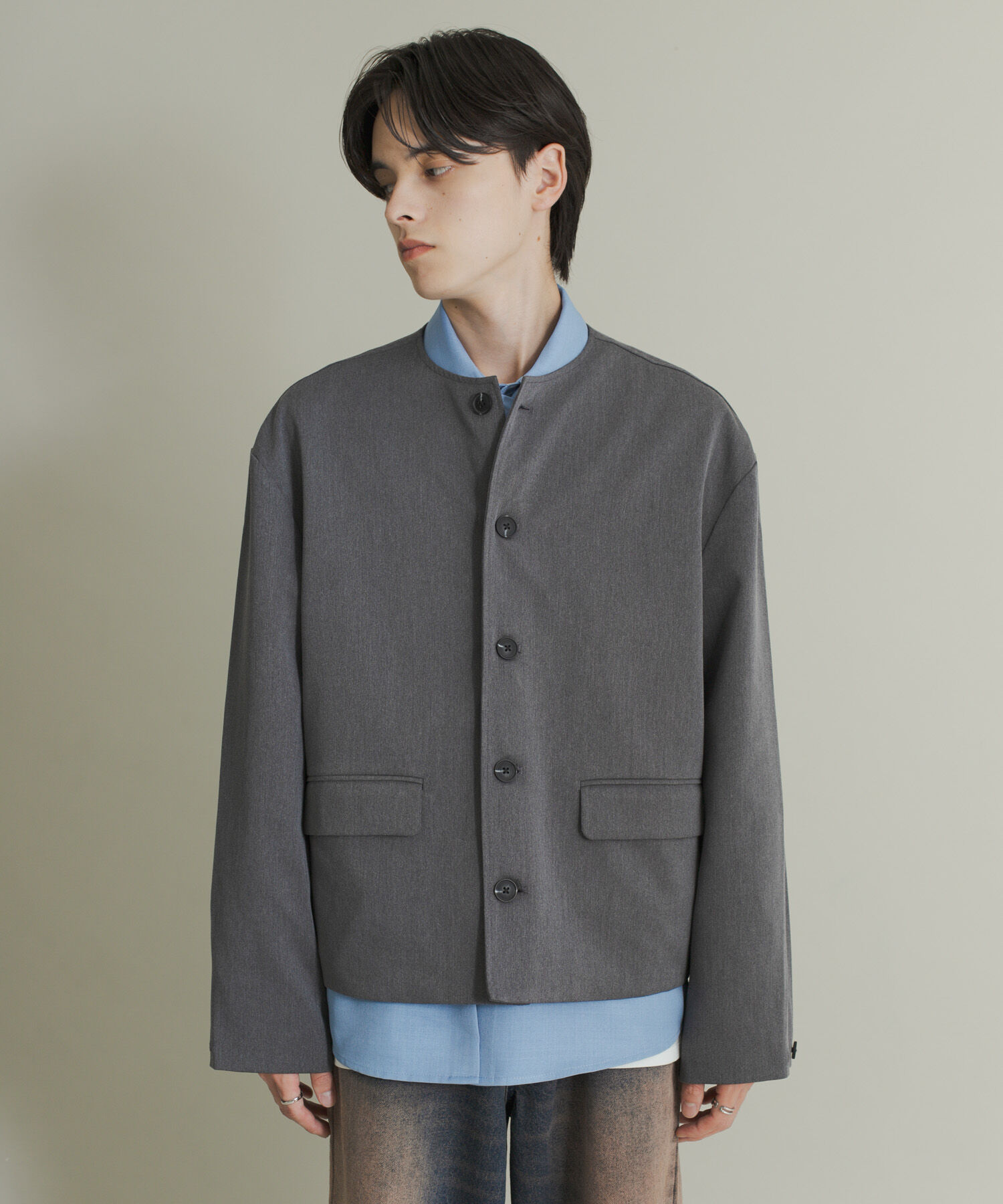 SENSE OF PLACE by URBAN RESEARCH「コンフォートクルーネックジャケット」|ノーカラーコート|