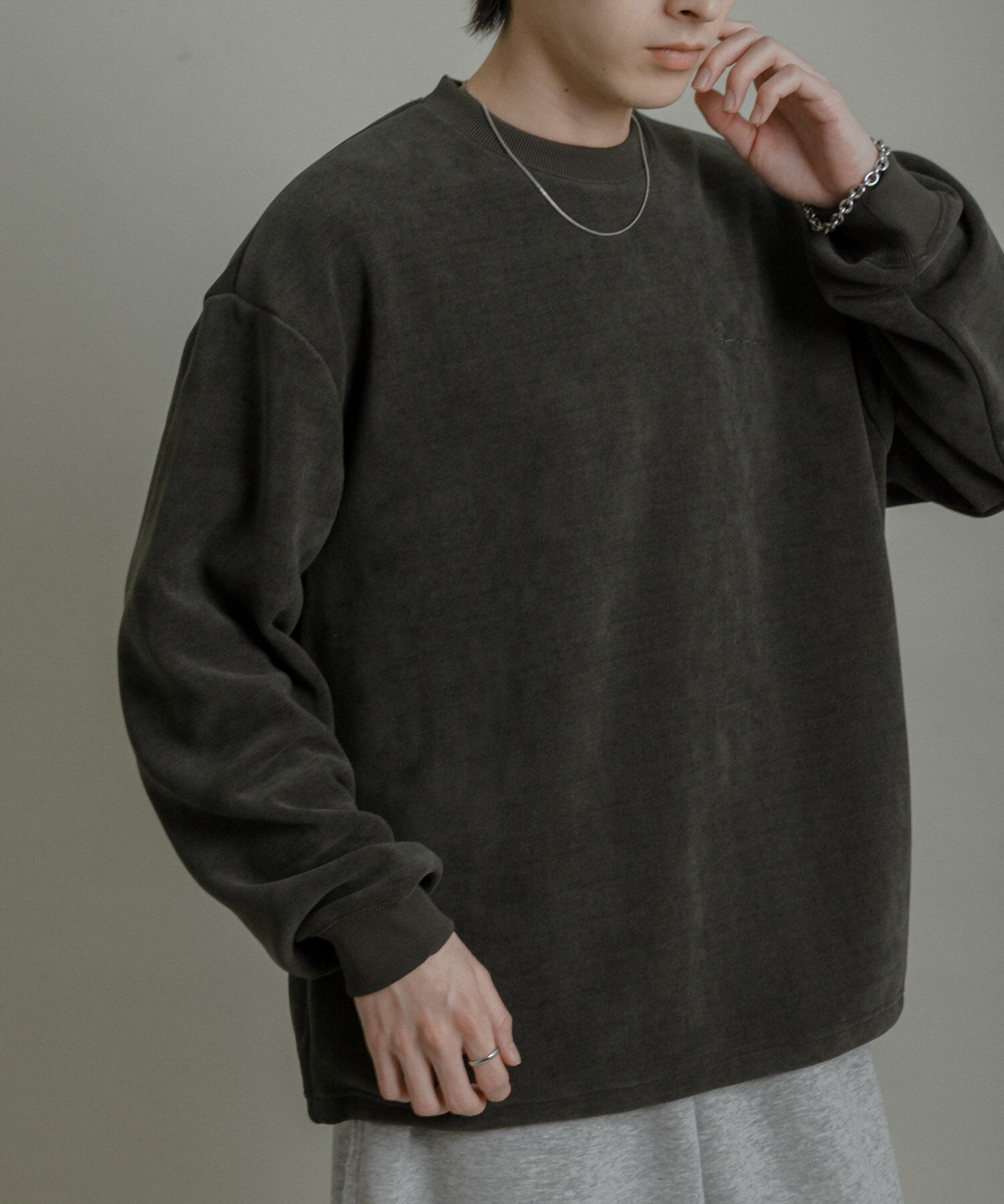 SENSE OF PLACE by URBAN RESEARCH「ニットフリースクルーネックプルオーバー」|ニット・セーター|チャコールグレー