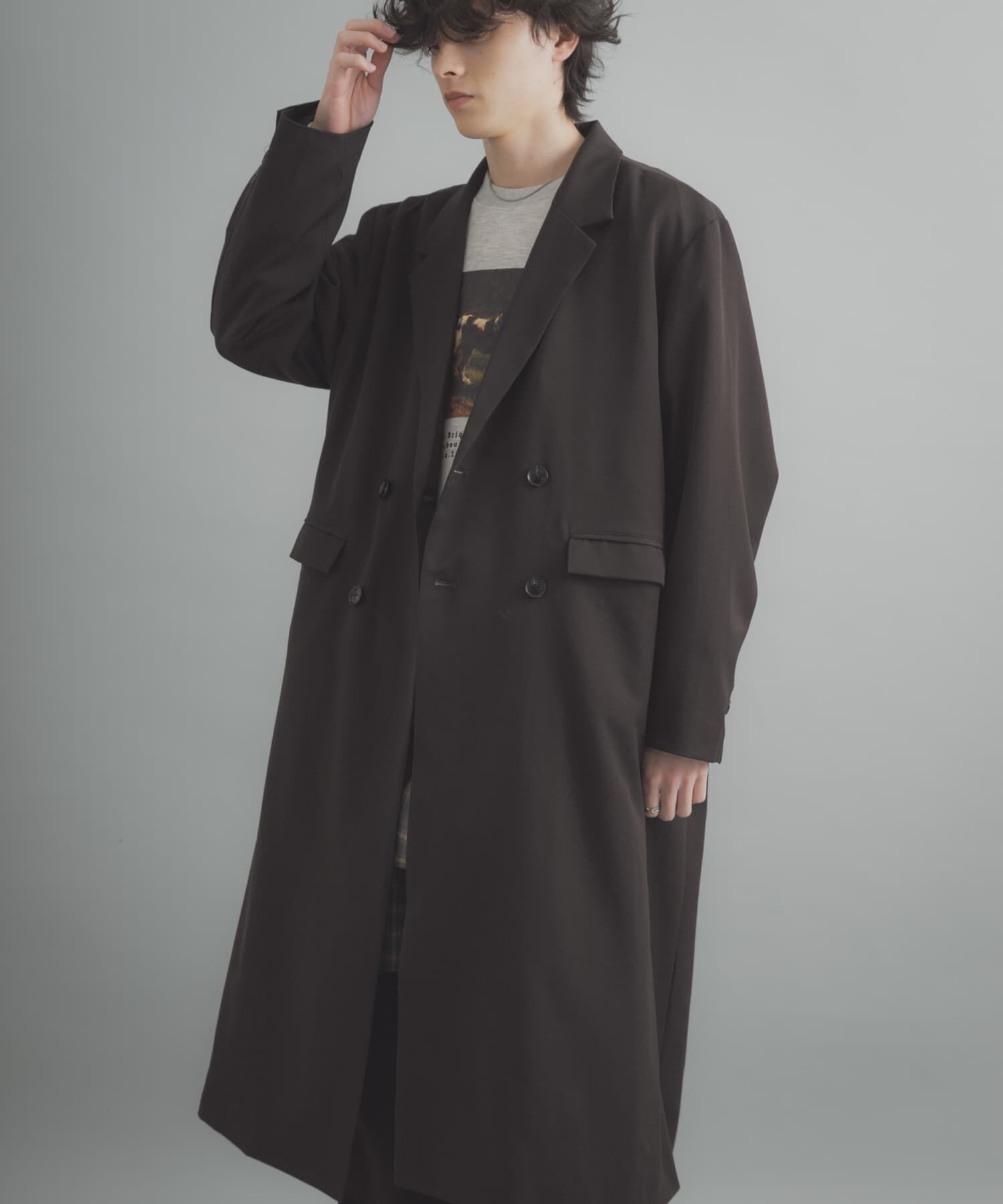 SENSE OF PLACE by URBAN RESEARCH「ダブルブレストロングコート」|ノーカラーコート|