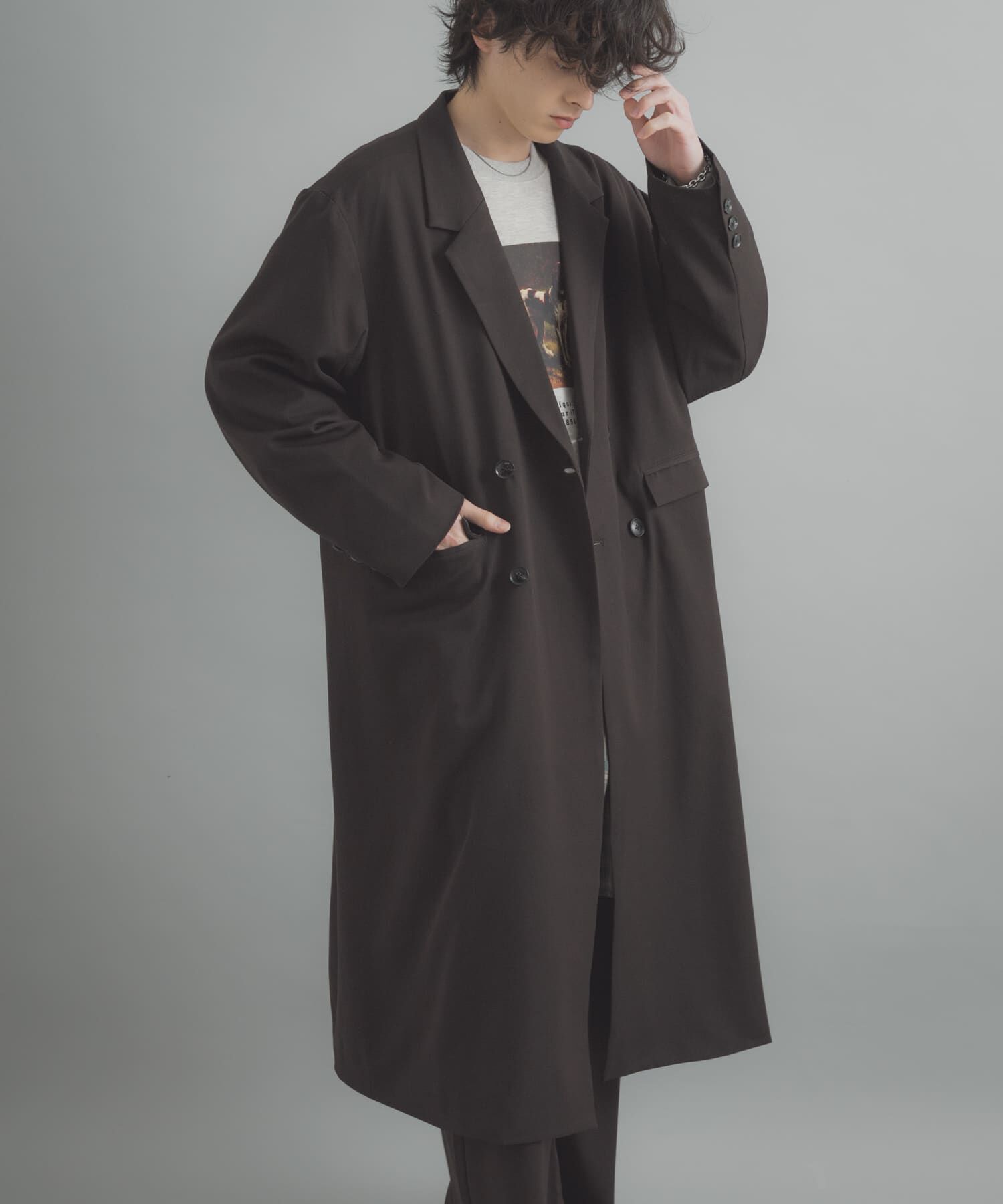 SENSE OF PLACE by URBAN RESEARCH「ダブルブレストロングコート」|ノーカラーコート|