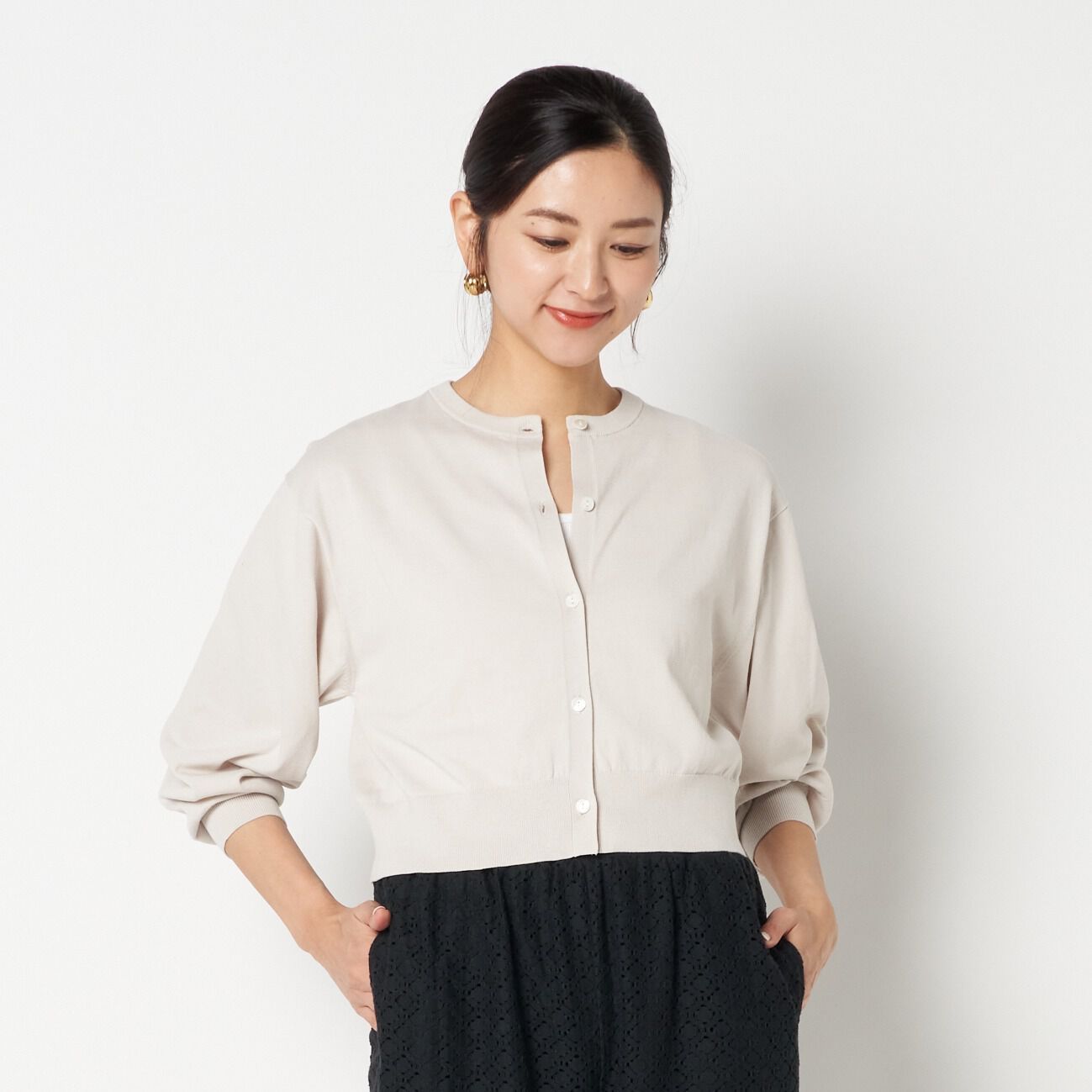 HELIOPOLE「HELIOPOLE HIGH GAUGE CROPPED CARDIGAN」|ニット・セーター|