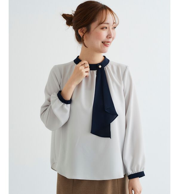 le.coeur blanc「ジョーゼットサイドスカーフタイブラウス」|シャツ・ブラウス|