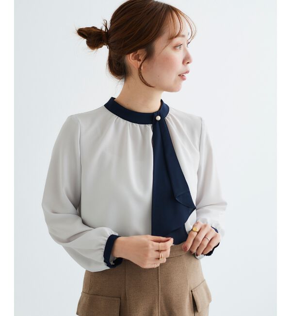 le.coeur blanc「ジョーゼットサイドスカーフタイブラウス」|シャツ・ブラウス|