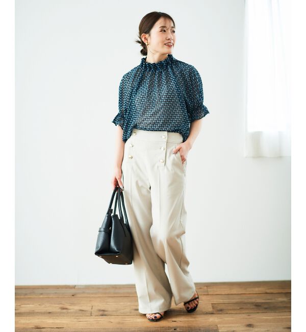  「シフォン幾何柄プリントブラウス」|シャツ・ブラウス|