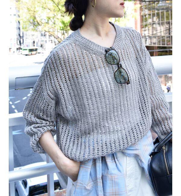  「ハシゴ調透かし柄ホールガーメントニット」|ニット・セーター|