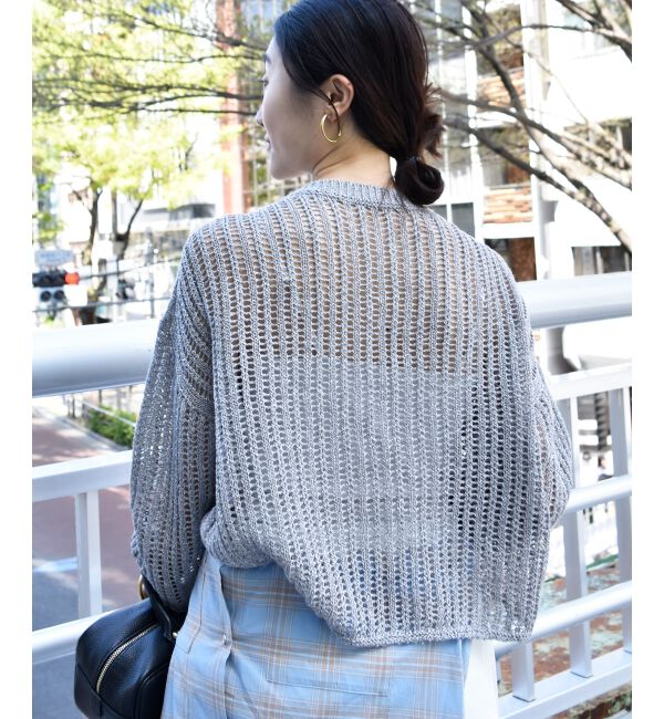  「ハシゴ調透かし柄ホールガーメントニット」|ニット・セーター|