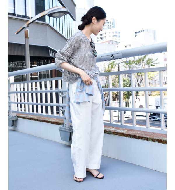  「ハシゴ調透かし柄ホールガーメントニット」|ニット・セーター|