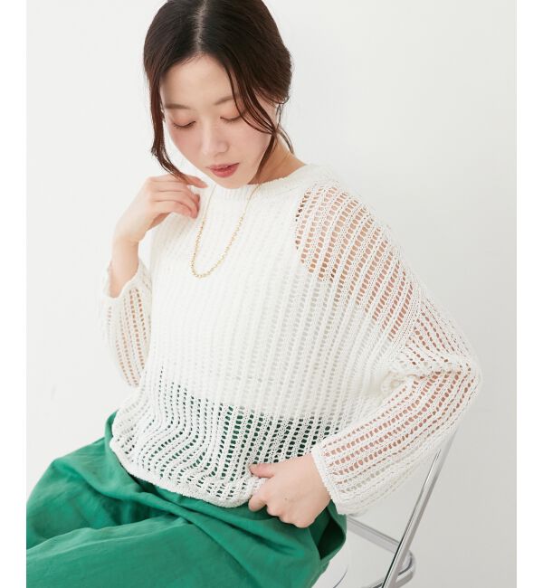  「ハシゴ調透かし柄ホールガーメントニット」|ニット・セーター|