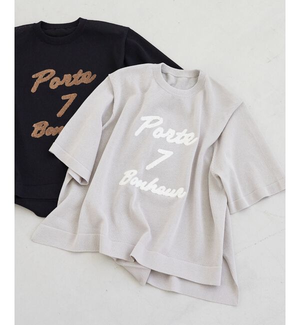  「《手洗い可能》シアー刺繍ハーフスリーブニット」|ニット・セーター|