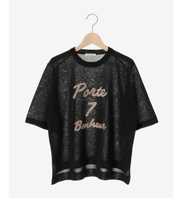  「《手洗い可能》シアー刺繍ハーフスリーブニット」|ニット・セーター|