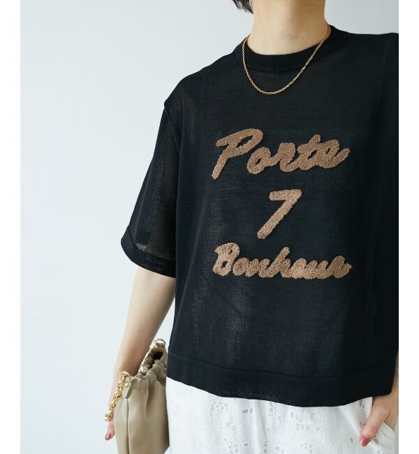  「《手洗い可能》シアー刺繍ハーフスリーブニット」|ニット・セーター|