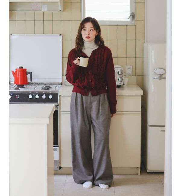  「フロントフリルニットカーデ」|カーディガン|