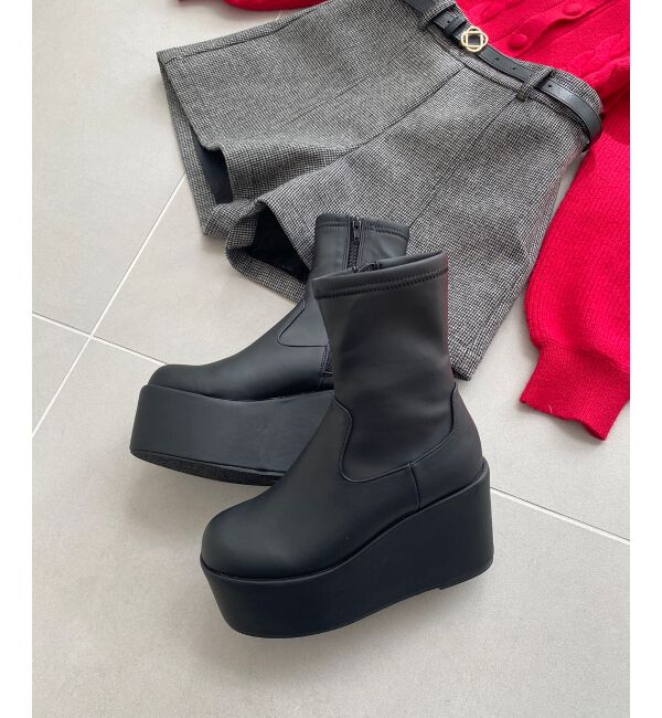 MAJESTICLEGON「厚底ストレッチショートブーツ」|ショートブーツ|