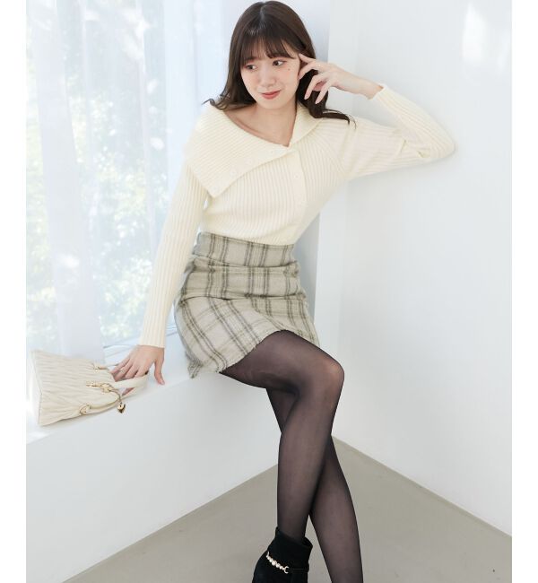 MAJESTICLEGON「ビッグカラーボタンオフショルニット」|ニット・セーター|