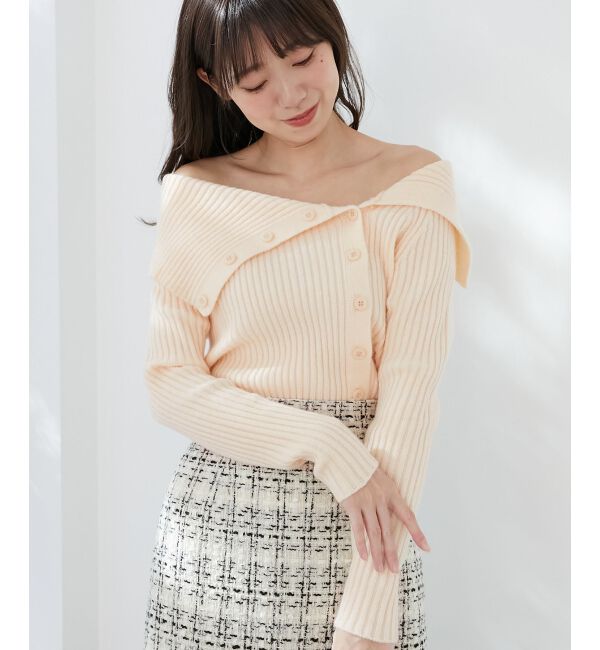 MAJESTICLEGON「ビッグカラーボタンオフショルニット」|ニット・セーター|