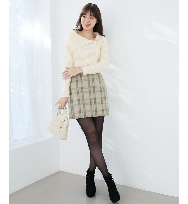 MAJESTICLEGON「ビッグカラーボタンオフショルニット」|ニット・セーター|