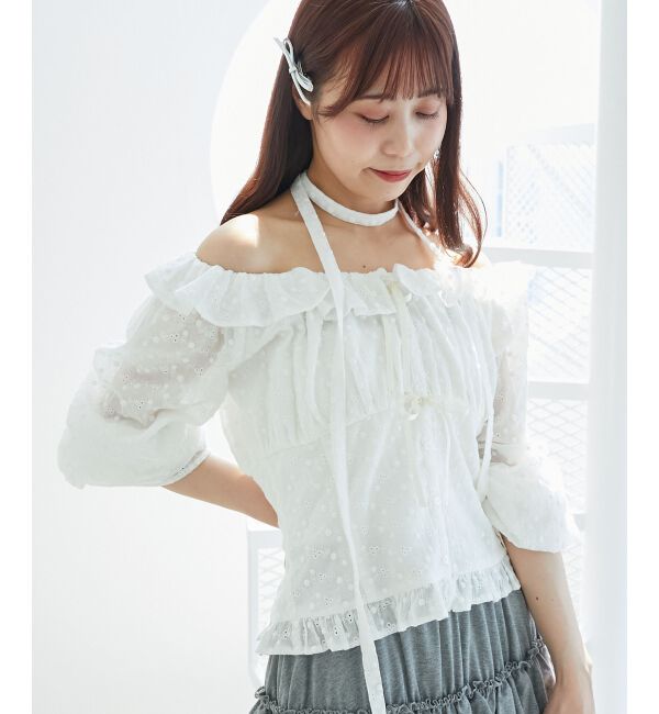  「チョーカー付き2wayブラウス」|シャツ・ブラウス|