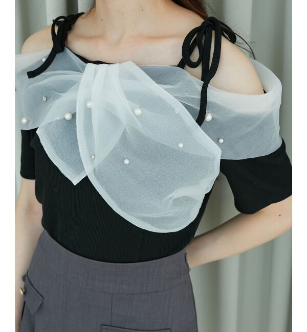  「キラキラビジューオフショルトップス」|Tシャツ・カットソー|