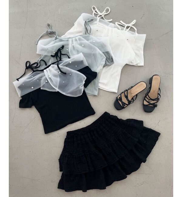  「キラキラビジューオフショルトップス」|Tシャツ・カットソー|