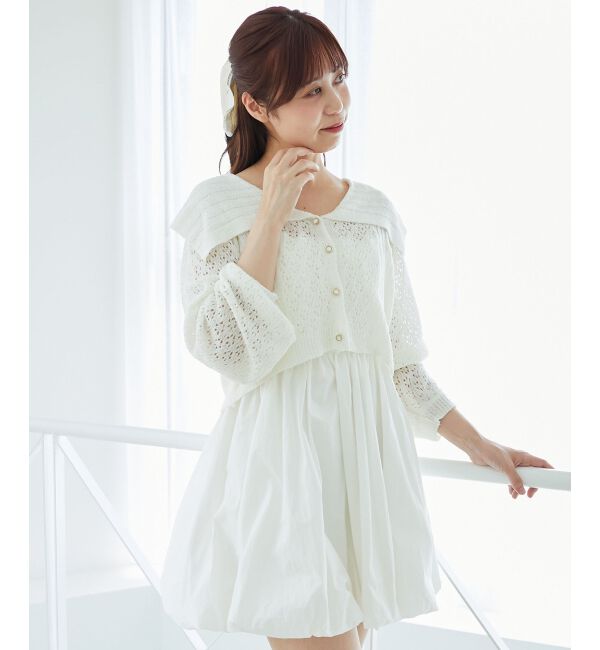  「カーデ&times;バルーンキャミワンピセット」|ワンピース|