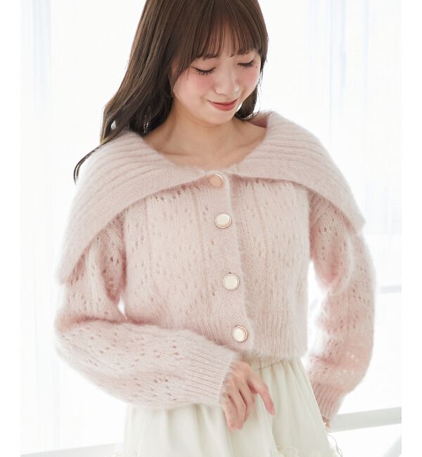  「キラフワビッグカラーハートカーデ」|カーディガン|