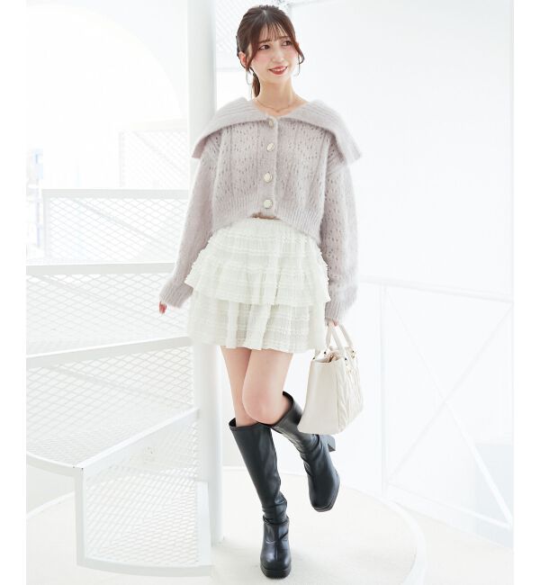  「キラフワビッグカラーハートカーデ」|カーディガン|