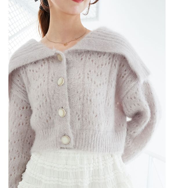 「キラフワビッグカラーハートカーデ」|カーディガン|