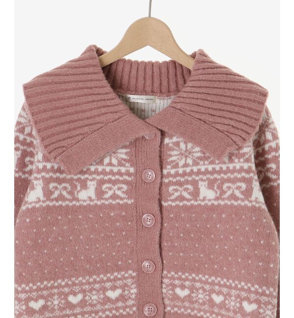  「襟付きネコチャンジャカードカーデ」|カーディガン|