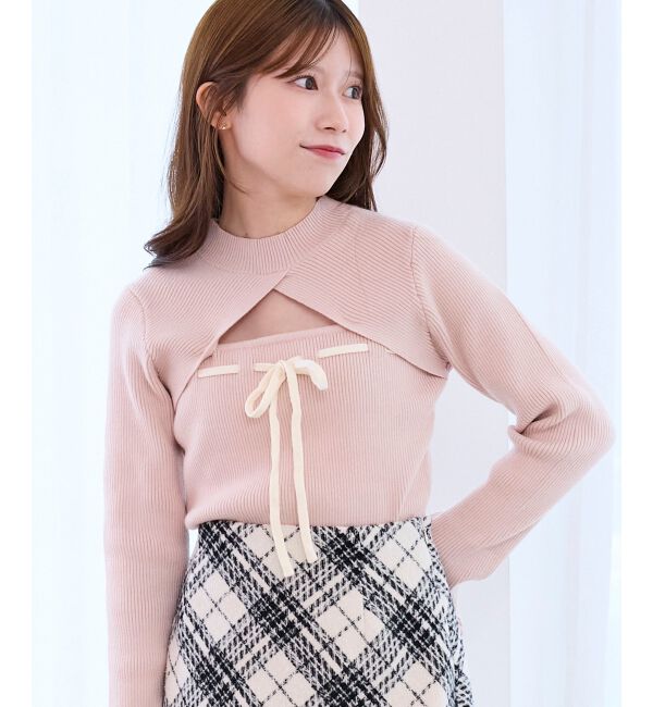  「デコルテオープンリボンニット」|ニット・セーター|