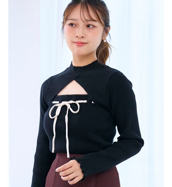  「デコルテオープンリボンニット」|ニット・セーター|