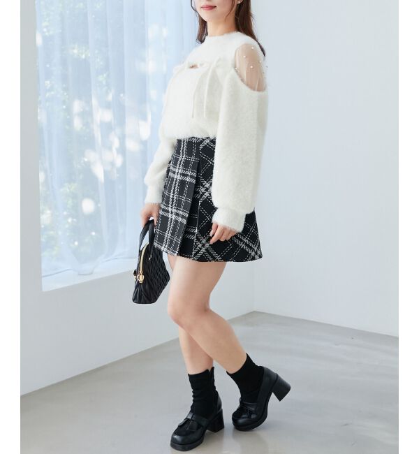  「ボックスプリーツフレアミニスカパン」|スカート|