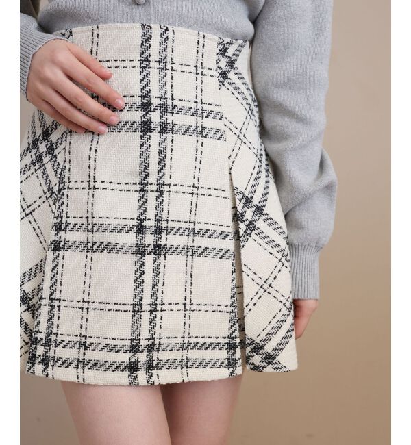  「ボックスプリーツフレアミニスカパン」|スカート|