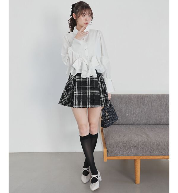  「ボックスプリーツフレアミニスカパン」|スカート|