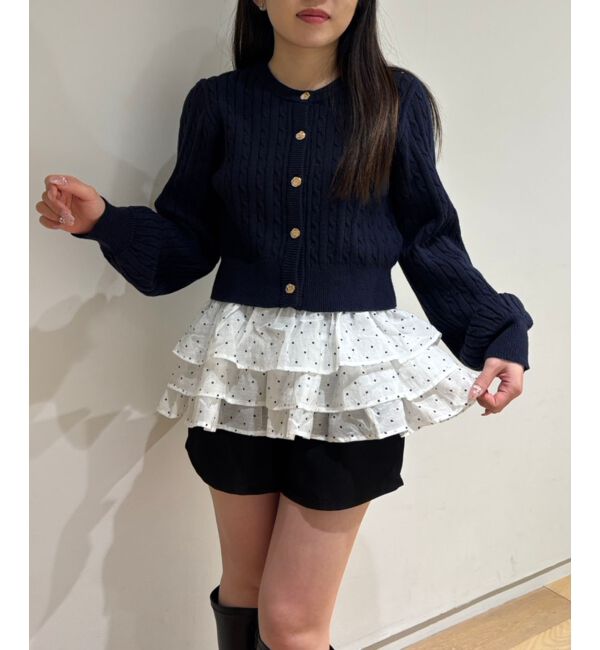  「ゴールドボタンケーブルニットカーデ」|カーディガン|