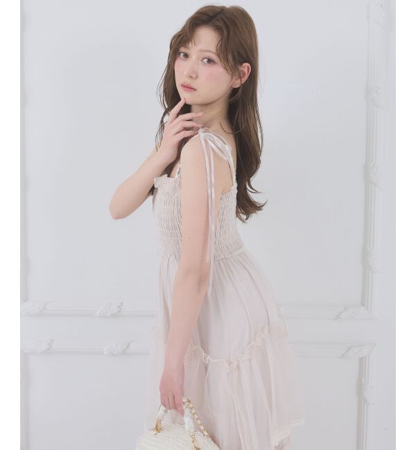  「チェーン付きキラキラキャミワンピ」|ワンピース|