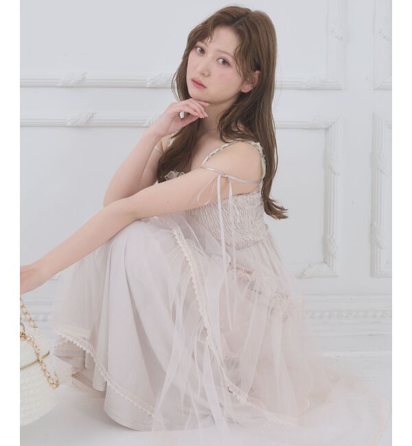  「チェーン付きキラキラキャミワンピ」|ワンピース|