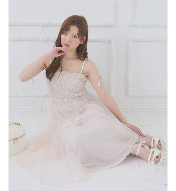  「チェーン付きキラキラキャミワンピ」|ワンピース|