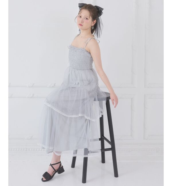  「チェーン付きキラキラキャミワンピ」|ワンピース|