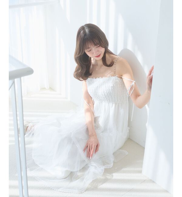  「チェーン付きキラキラキャミワンピ」|ワンピース|