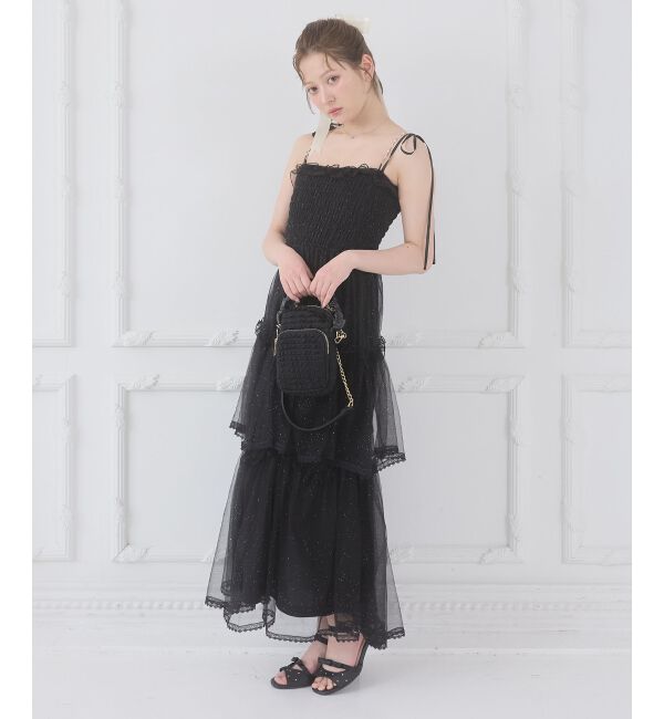  「チェーン付きキラキラキャミワンピ」|ワンピース|