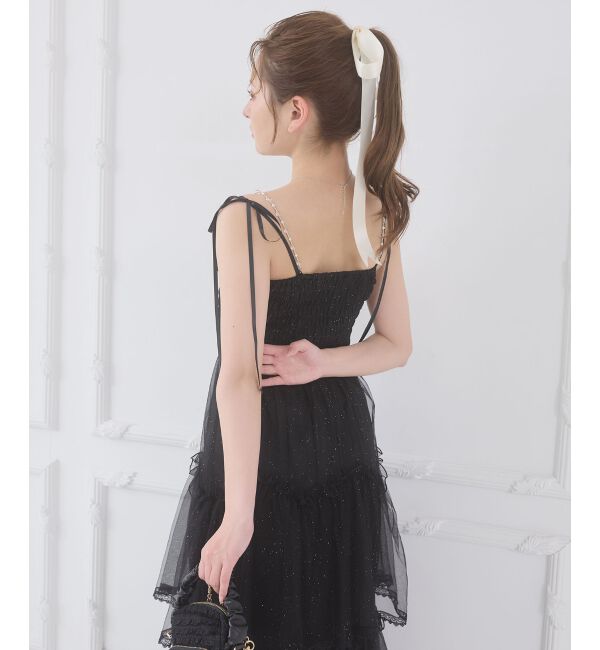  「チェーン付きキラキラキャミワンピ」|ワンピース|