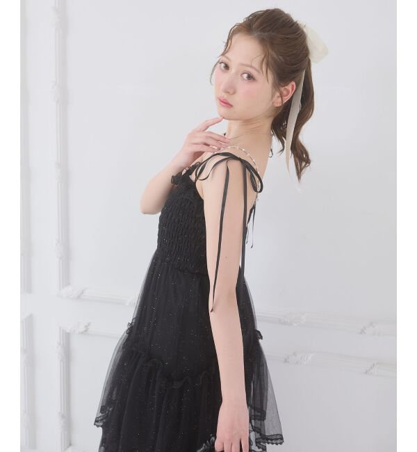  「チェーン付きキラキラキャミワンピ」|ワンピース|