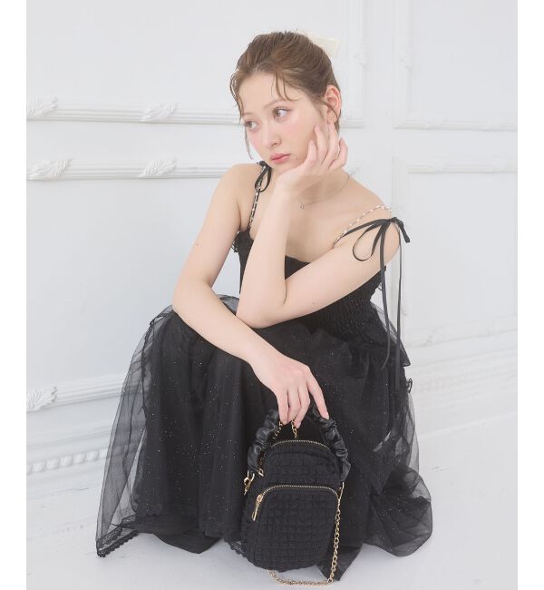  「チェーン付きキラキラキャミワンピ」|ワンピース|