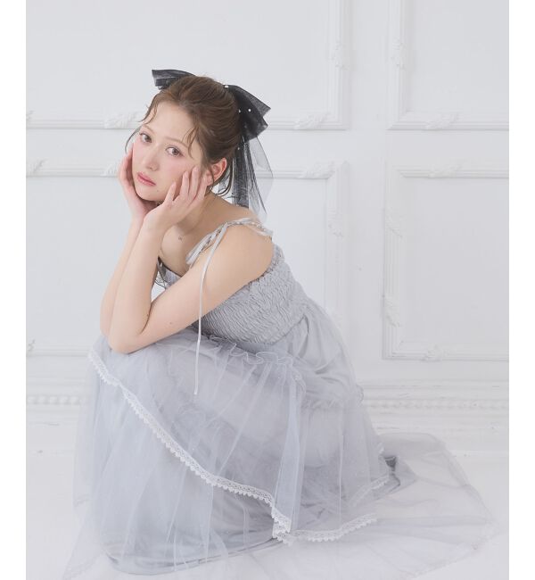  「チェーン付きキラキラキャミワンピ」|ワンピース|グレー